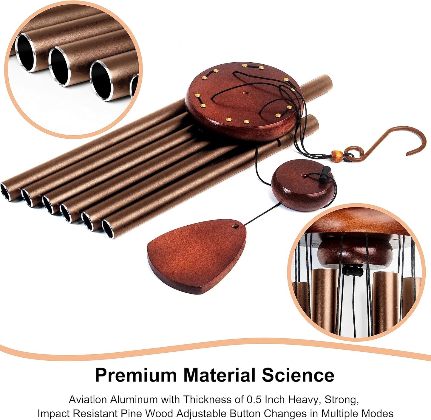 Large Aluminium Wind Chimes 37" Inches to Create a Zen Atmosphere Suitable for Outdoor, Garden, Patio Decoration Wind Chimes with Wind Catcher Suitable as A Gift for Unisex(2 Pack Coffe)