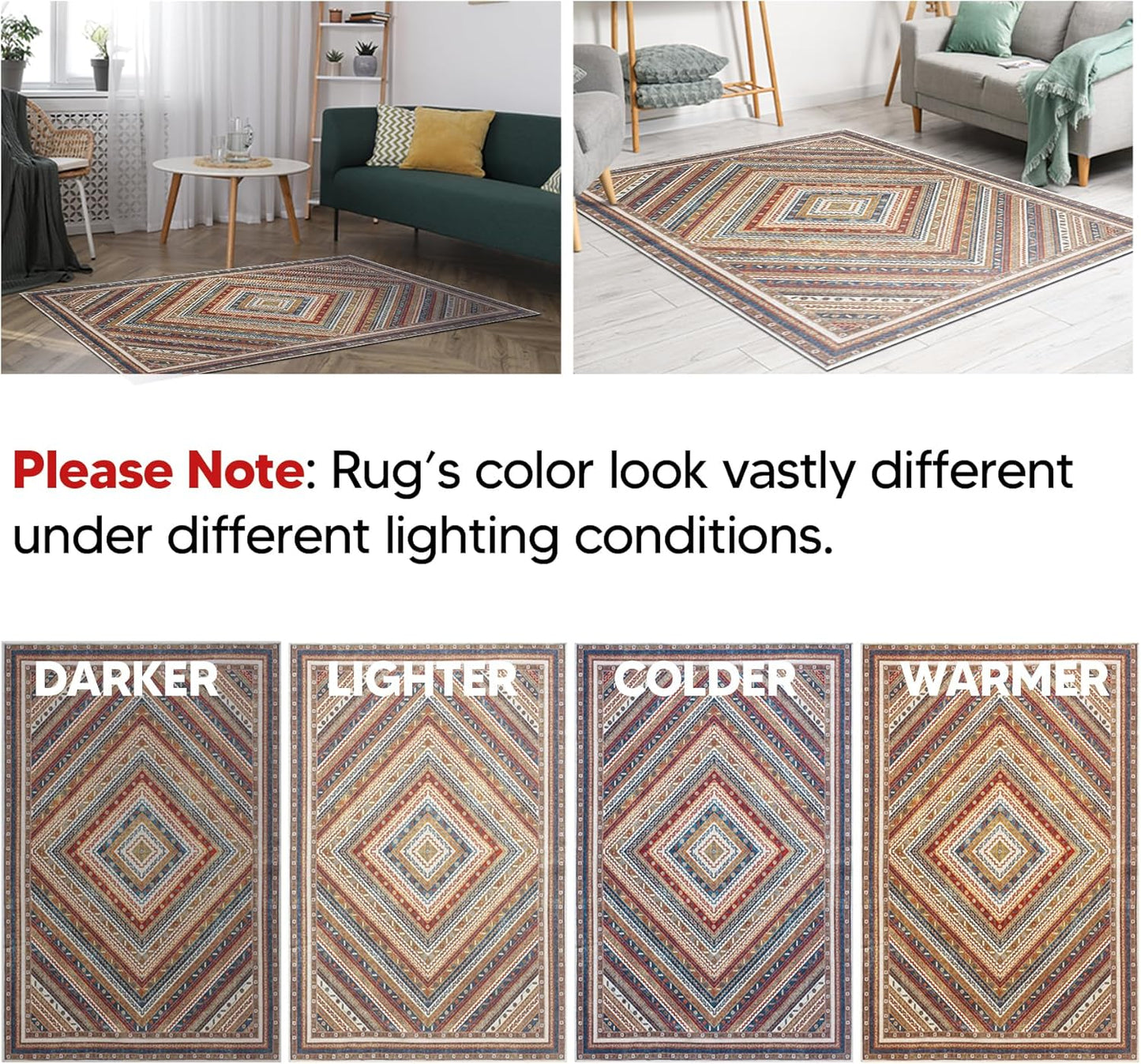 Keen Home Design 3x5 Rug - Machine Washable Entry Rug with Non-Slip Backing, Ideal for Enteryway, Kitchen, Bathroom, Laundry Room - Vintage, Easy Clean, Durable, Low Pile Rug - (3' x 5')