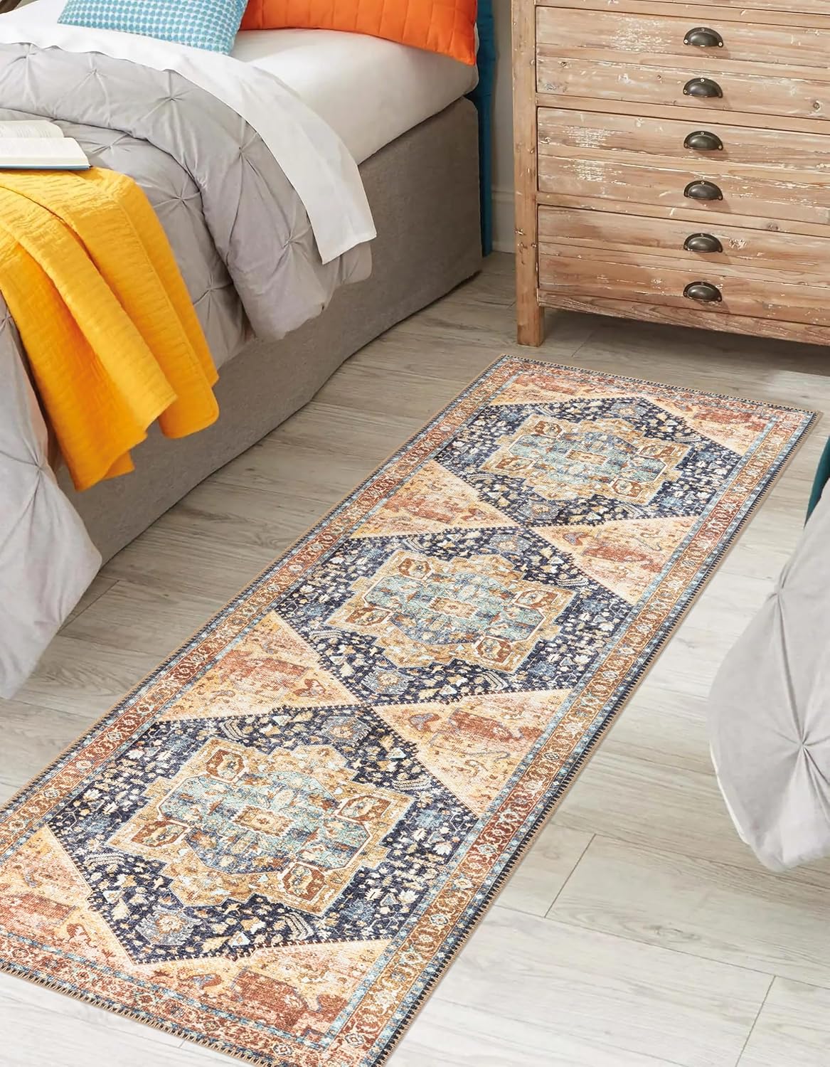 Keen Home Design 2x7 Rug - Machine Washable Runner Rug with Non-Slip Backing, Ideal for Hallway, Entryway, Kitchen, Laundry Room - Vintage, Easy Clean, Durable, Low Pile Rug - (2'6" x 7')