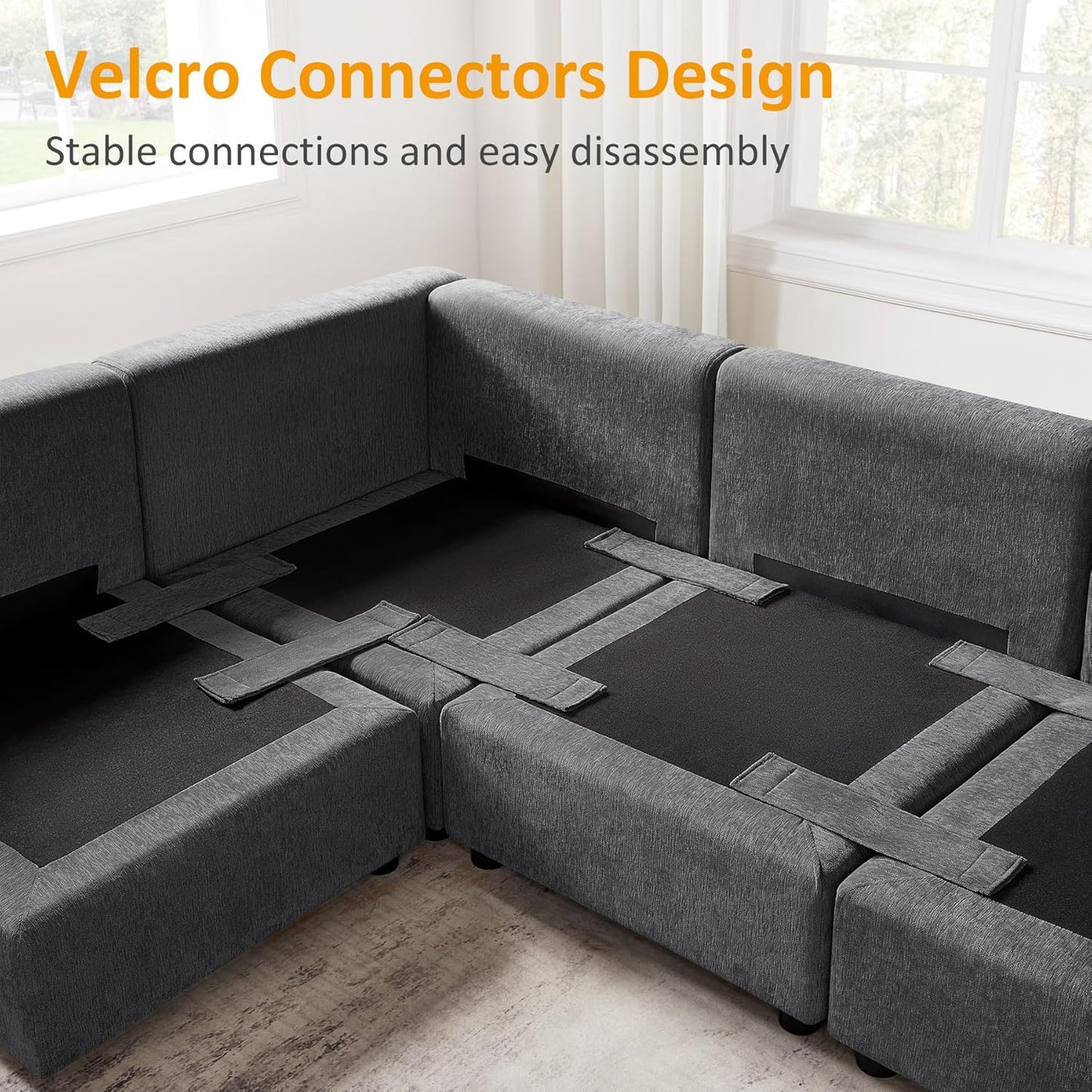 Modular Sectional Sofa, Convertible Sofa Couch Modular Sofa with Ottoman, Sectional Sofas for Living Room Small Apartments