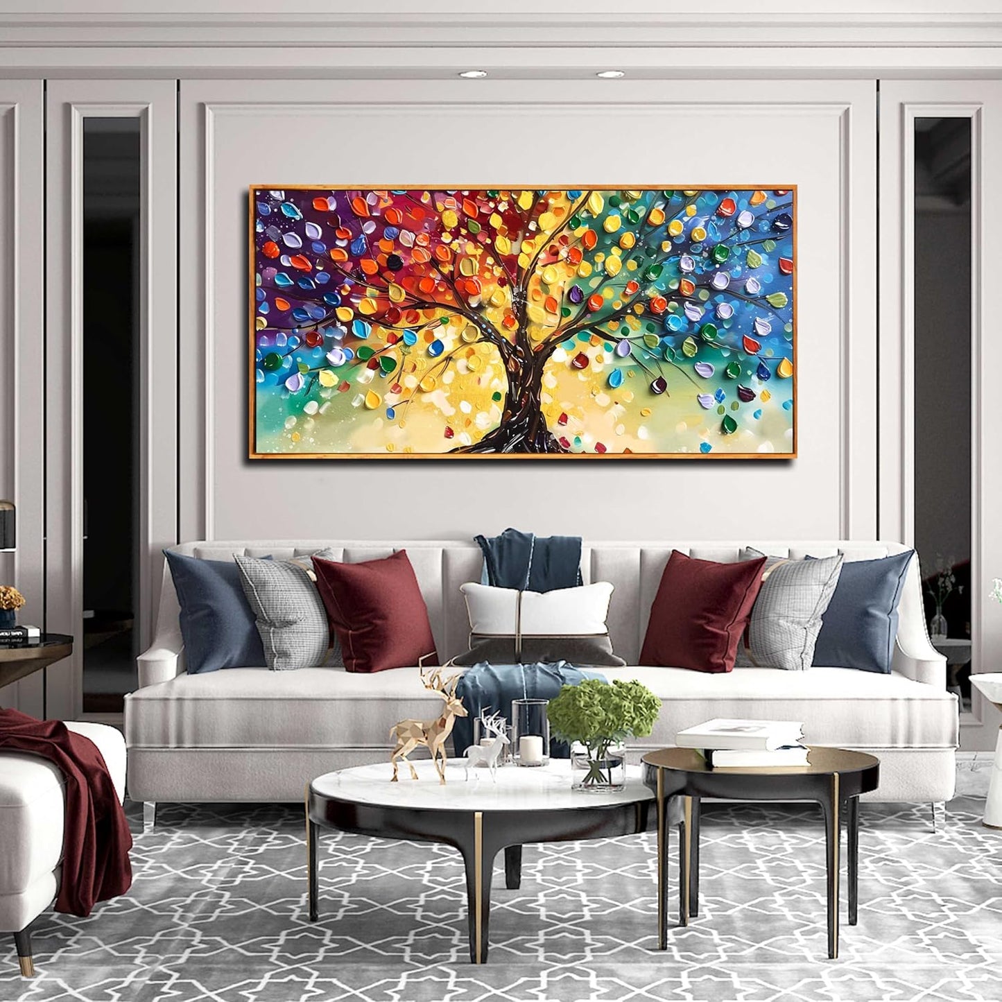ZHAOSHOP Tree Pictures Wall Decor - Colorful Abstract Wall Art for Living Room - Large Picture Frames for Wall Ready to Hang Size 29" x 59"