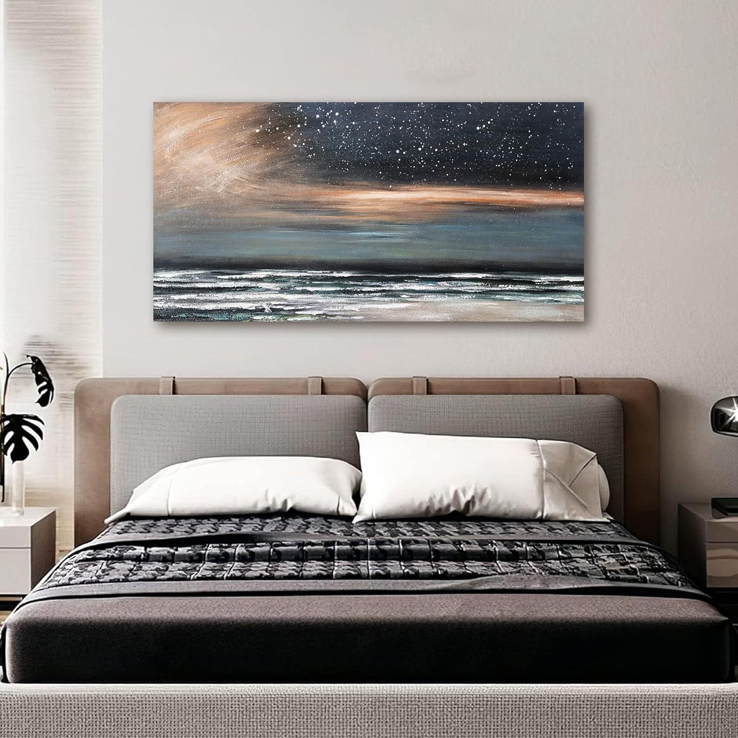 Canvas Wall Art Decor Artwork for Walls Coastal Beach Wall Art Decorations Canvas Modern Art Wall Decor Nature Starry Night Wall Art Prints Art Work for Home Office Kitchen Wall Decor 20"X40"