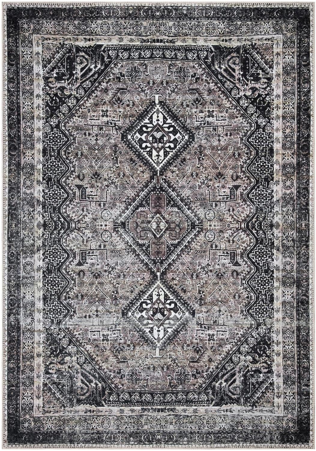 Keen Home Design 4x6 Rug - Machine Washable Area Rug with Non-Slip Backing, Ideal for Living Room, Dining Room, Bedroom - Vintage, Easy Clean, Durable, Low Pile Rug - (4' x 6')