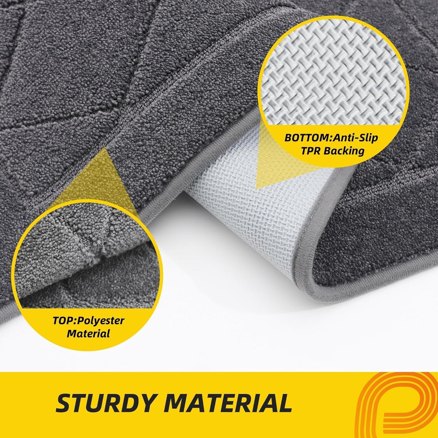 JSEI Dirt Trapper Door Mat 24"x36", Non-Slip Washable Entryway Mats, Dog Door Mat, Stain Resistant and Absorbent Floor Mats, Low Profile Welcome Mat for Front Back Door, Dark Grey