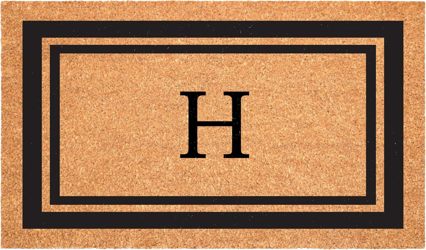 Calloway Mills 152961830H Black Border 18" x 30" Monogram Doormat, (Letter H)