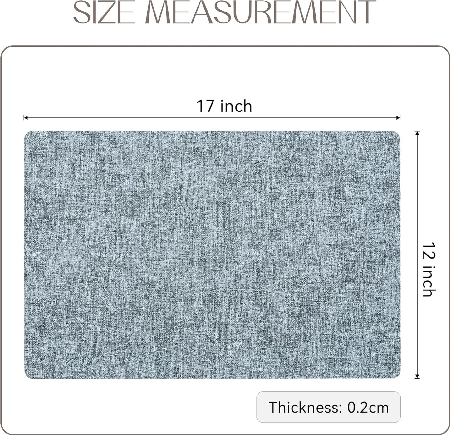 Romanstile Vinyl Placemats Set of 12-12 X 18 Inch - Heat Resistant Place Mats 100% Waterproof Oilproof Wipeable Reversible Faux Leather Table Mats for Kitchen/Dining/Party/Outdoor, Sky Blue