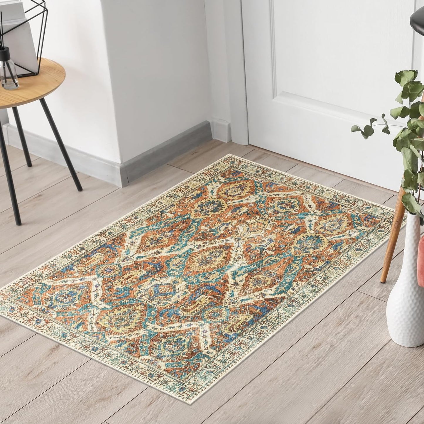 Keen Home Design 2x3 Rug - Machine Washable Entry Rug with Non-Slip Backing, Ideal for Enteryway, Kitchen, Bathroom, Laundry Room - Vintage, Easy Clean, Durable, Low Pile Rug - (2' x 3')