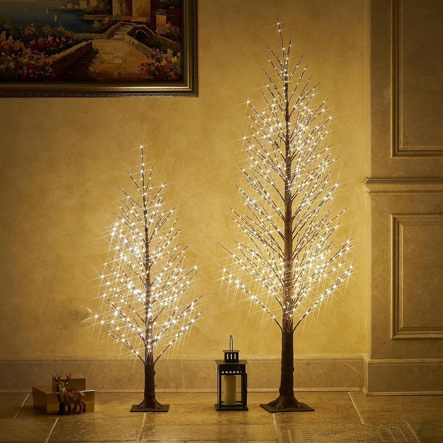 Fudios Lighted Alpine Tree Brown Willow 6FT 810 LED Fairy Lights,Artificial Winter Twig Trees Plug in for Christmas Indoor Outdoor Home Decoration
