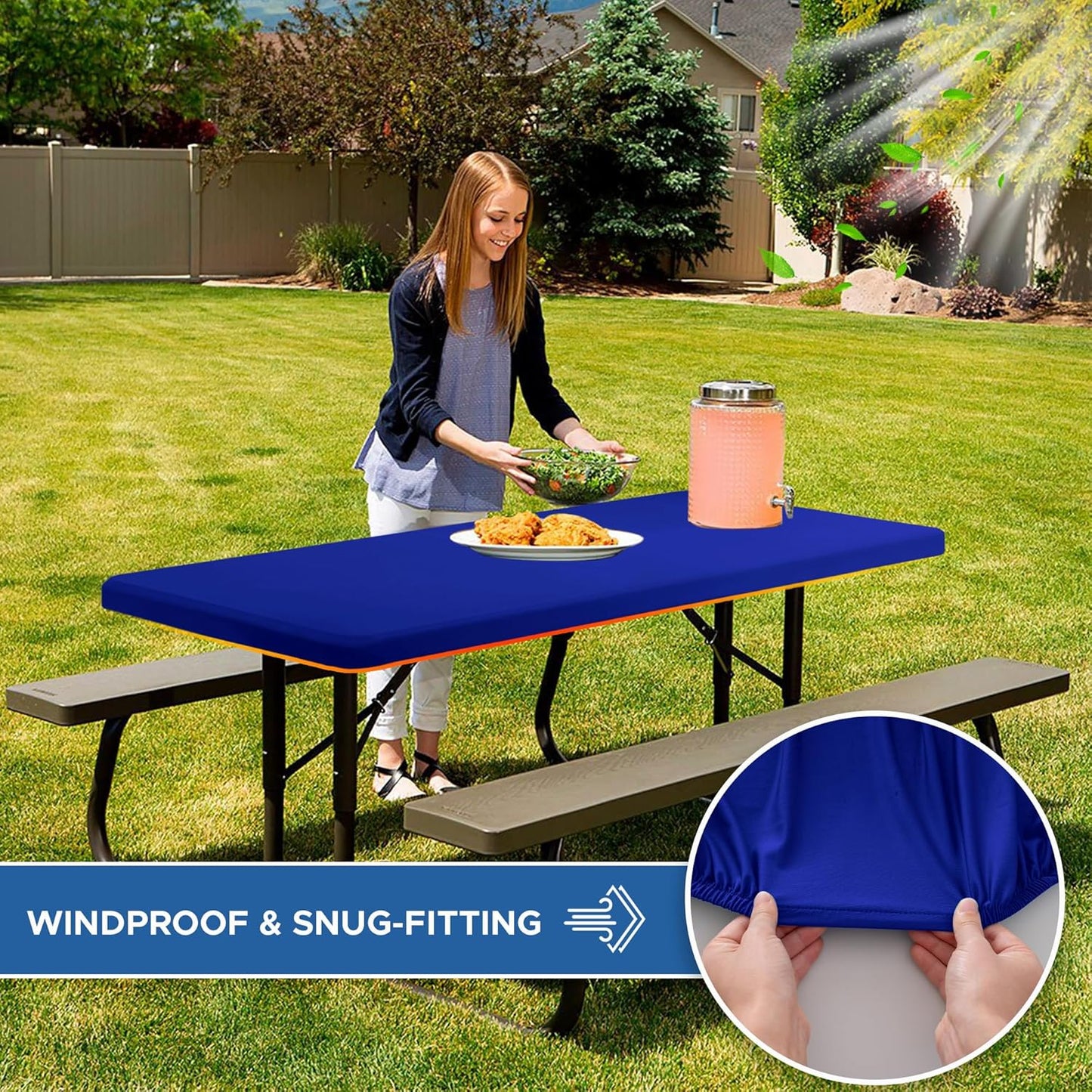 4ft Stretch Table Cover Fitted-6 Pack Royal Blue Spandex Table Cloths-Stretchy Elastic Folding Table Cloths 4ft for Outdoor Picnic Camping Dining Room Patio Kitchen Banquet Party Craft Show
