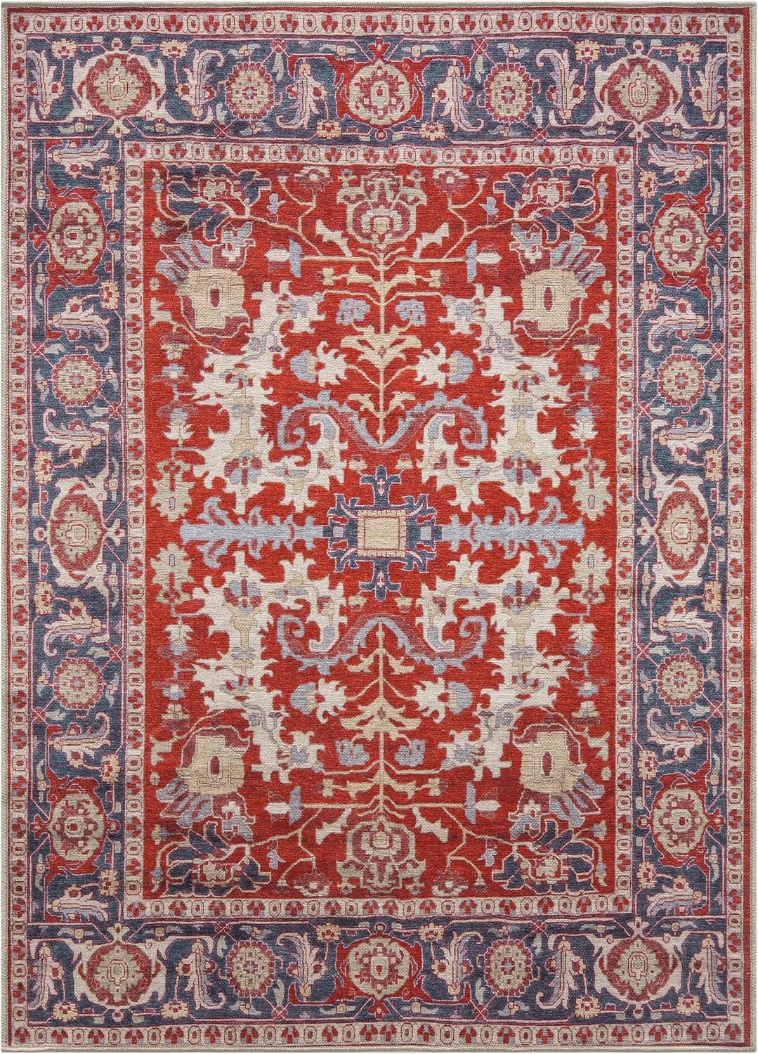 Keen Home Design 6x9 Rug - Machine Washable Area Rug with Non-Slip Backing, Ideal for Living Room, Dining Room, Bedroom - Vintage, Easy Clean, Durable, Low Pile Rug - (6' x 9')