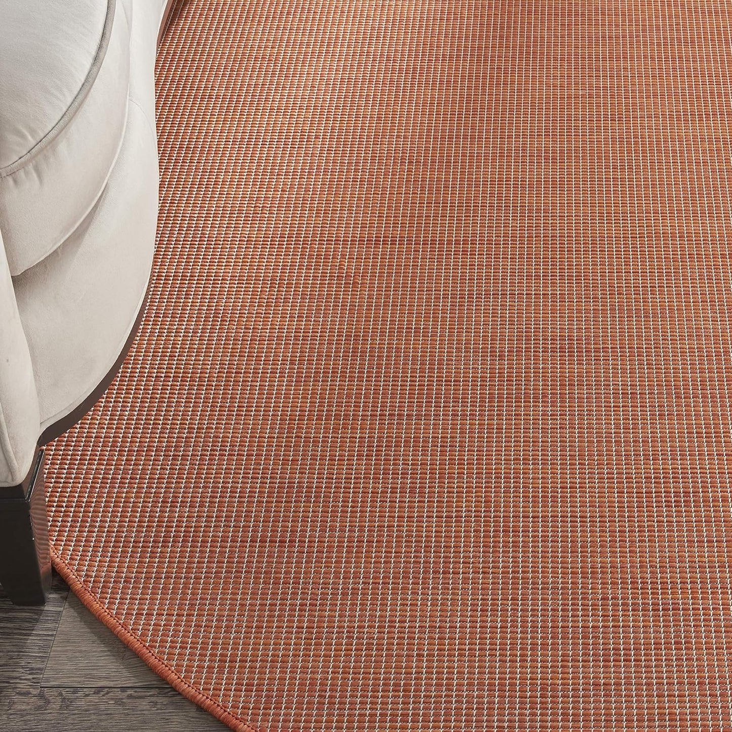 Nourison Positano Indoor/Outdoor Terracotta 8' x Round Area Rug, Easy Cleaning, Non Shedding, Bed Room, Living Room, Dining Room, Backyard, Deck, Patio (8 Round)