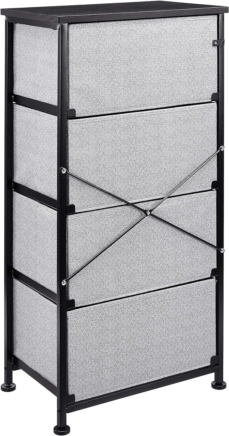 Amazon Basics Fabric 4-Drawer Storage Organizer Unit for Closet, Black