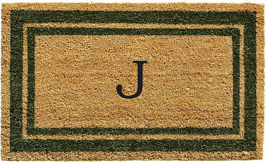 Calloway Mills 153042436J Sage Green Border 24" x 36" Monogram Doormat, (Letter J)