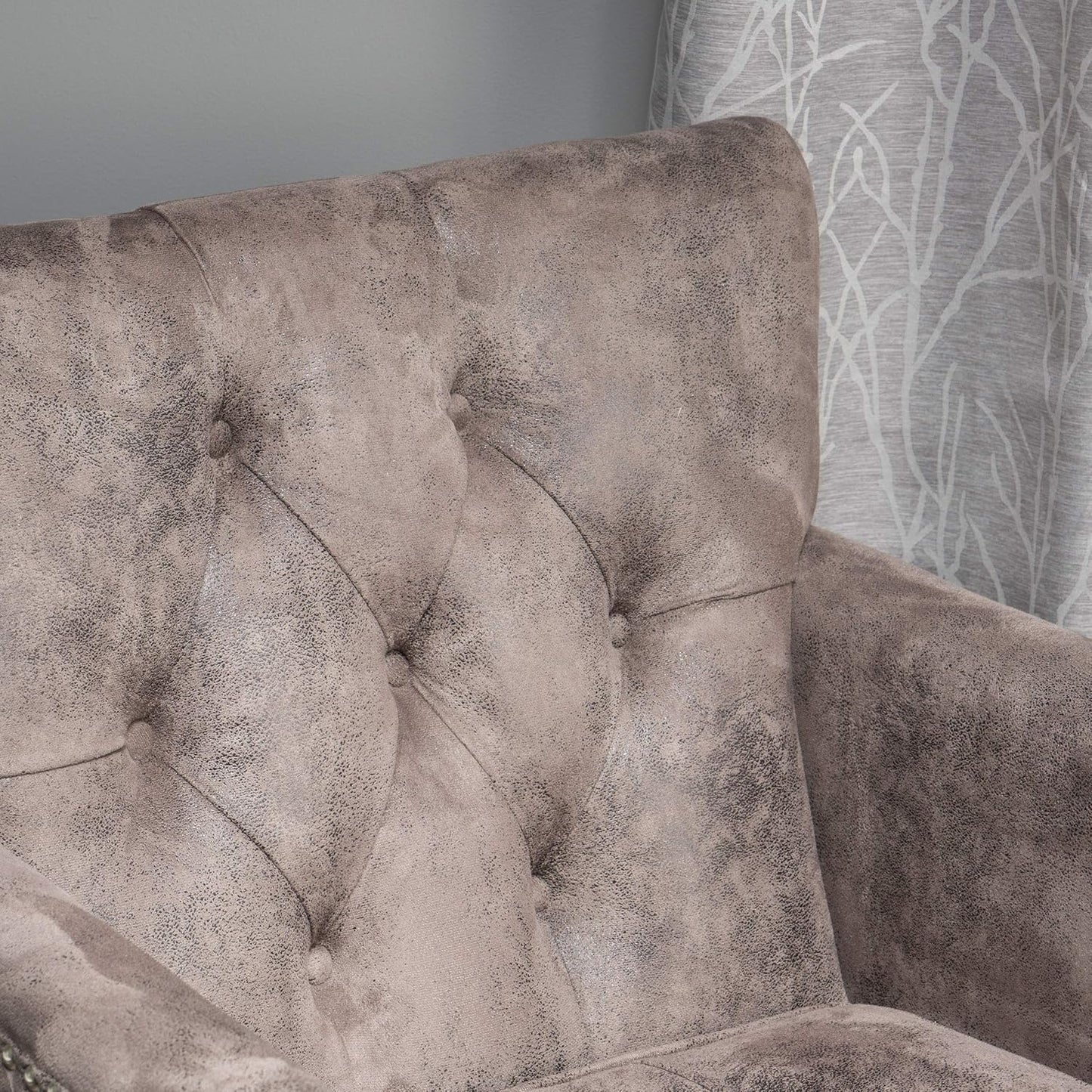 Christopher Knight Home GDFStudio Medford Brown Tufted Club Chair, Fabric Accent Chair with Studded Nailhead Accents