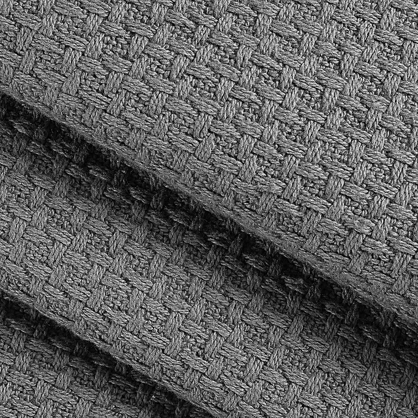 Elvana Home 100% Cotton Bed Blanket, Breathable Bed Blanket King Size, Cotton Thermal Blankets King, Perfect for Layering Any Bed for All Season, Charcoal Grey