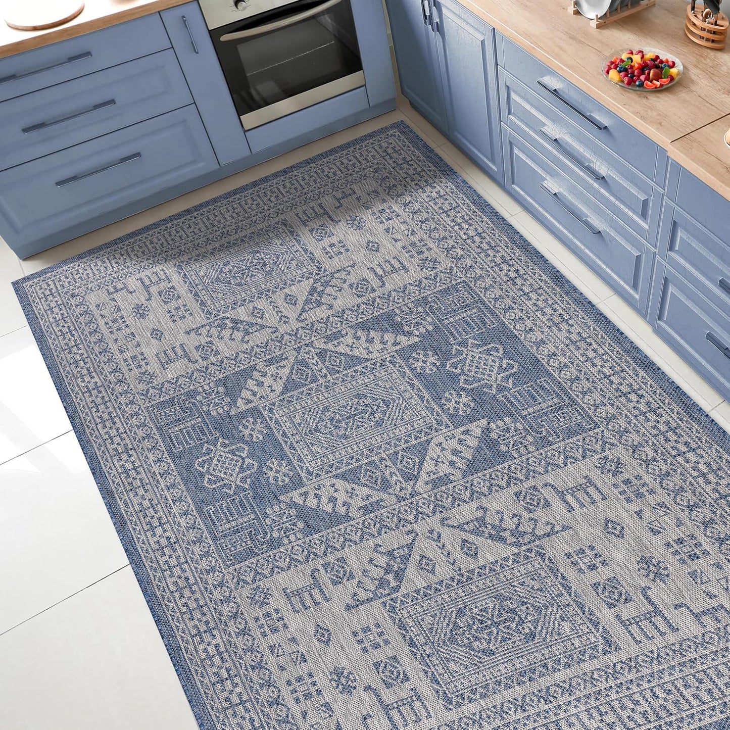 Keen Home Design Terrace Outdoor Area Rug - 5x8 Washable Indoor/Outdoor Rug for Patio, Kitchen, Balcony, Beach, Garden, Deck and Porch, Size: 5'3"x7'7"