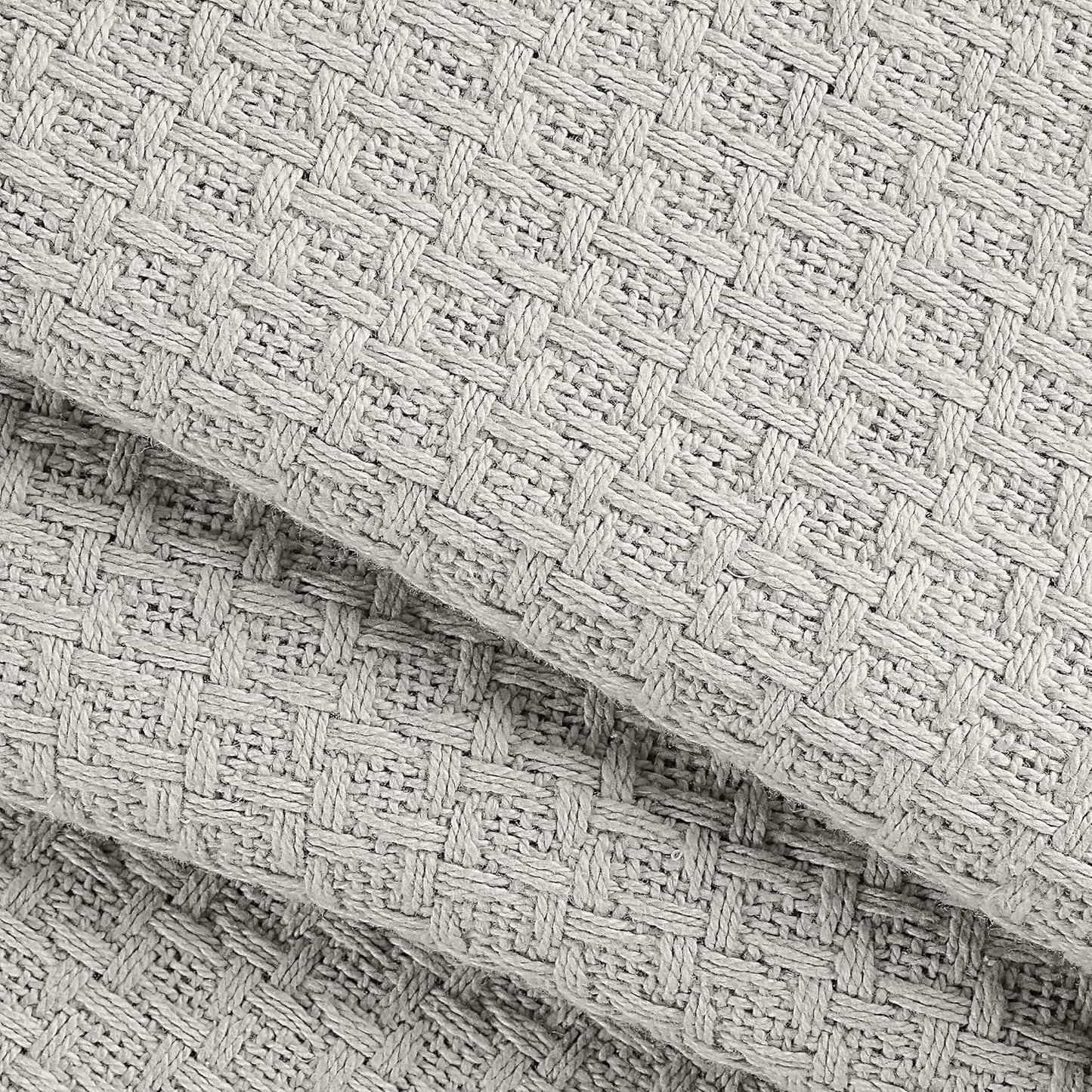 BELIZZI HOME 100% Cotton Bed Blanket, Breathable Bed Blanket King Size, Cotton Thermal Blankets King, Perfect for Layering Any Bed for All Season, Light Grey