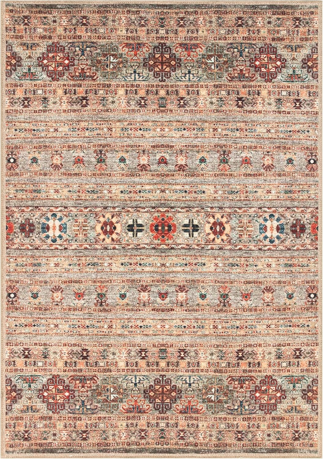 Keen Home Design 4x6 Rug - Machine Washable Area Rug with Non-Slip Backing, Ideal for Living Room, Dining Room, Bedroom - Vintage, Easy Clean, Durable, Low Pile Rug - (4' x 6')