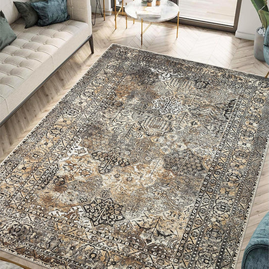 Keen Home Design 9x12 Rug - Machine Washable Area Rug with Non-Slip Backing, Ideal for Living Room, Dining Room, Bedroom - Vintage, Easy Clean, Durable, Low Pile Rug - (9' x 12')